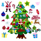 Supplier image of green felt Christmas tree, brown trunk, colorful ornaments and string lights