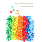 Supplier photograph of loose colorful micro blocks; reference image of block shapes, not a complete contents inventory